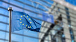 The European Union flag is seen in front of the European Parliament in Brussels.